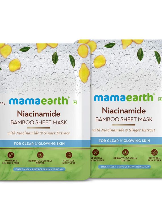 Niacinamide Bamboo Sheet Mask with Niacinamide and Ginger Extract for Clear and Glowing Skin