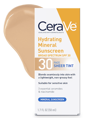 CeraVe Hydrating Mineral Sunscreen SPF 30 Face Sheer Tint
