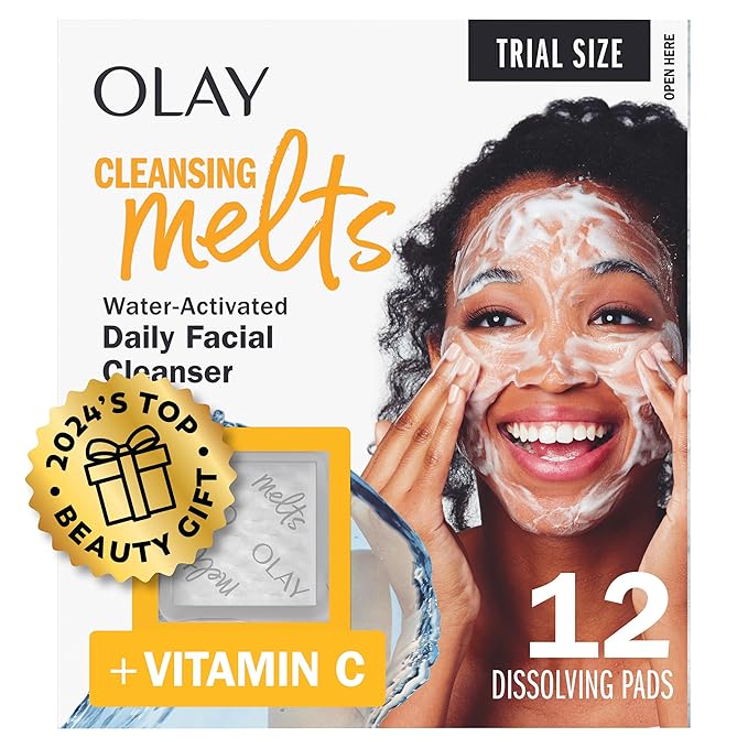 Step 1: Olay Cleansing Melts + Vitamin C Face Cleanser