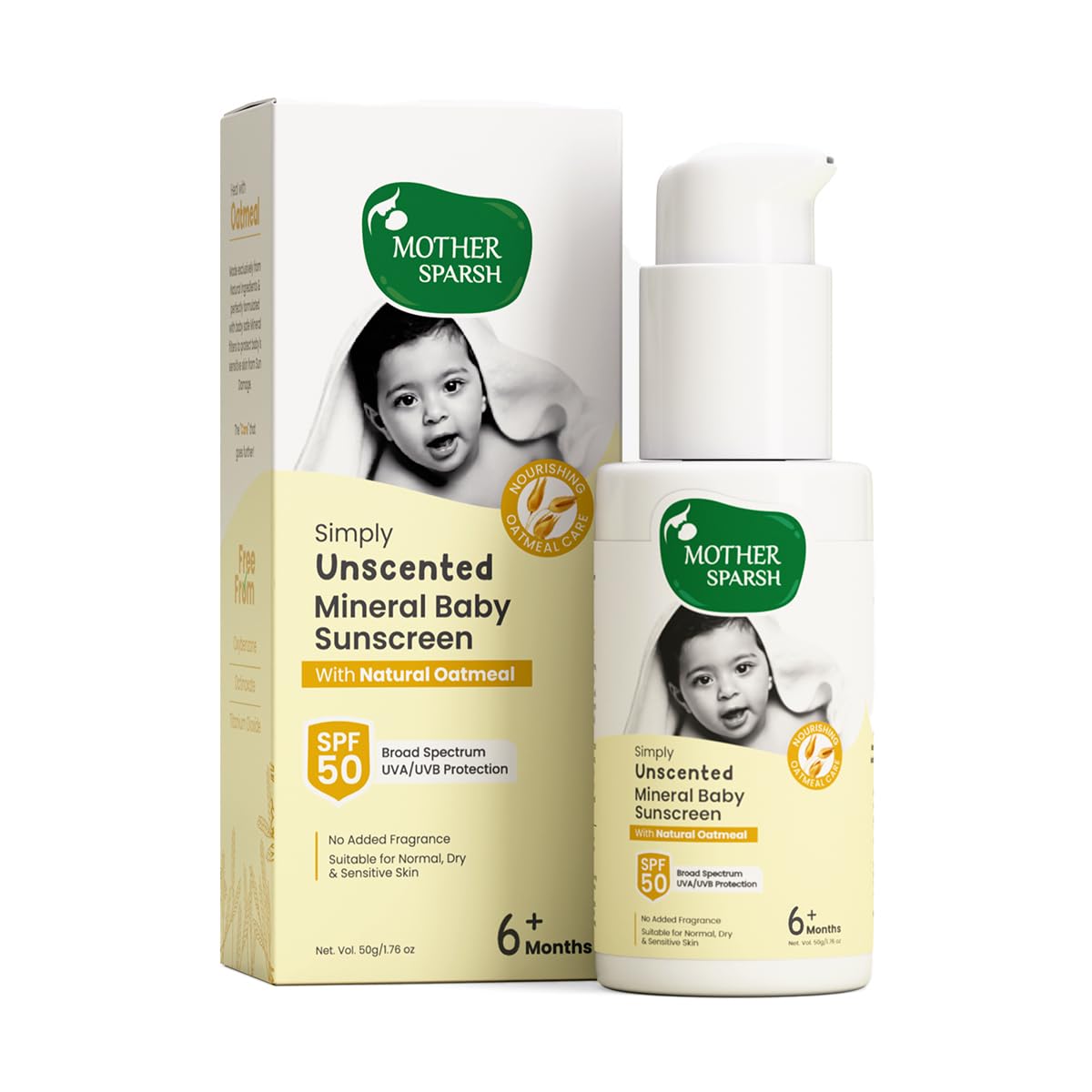 Mother Sparsh Simply Unscented Baby Sunscreen Lotion SPF 50 PA+++