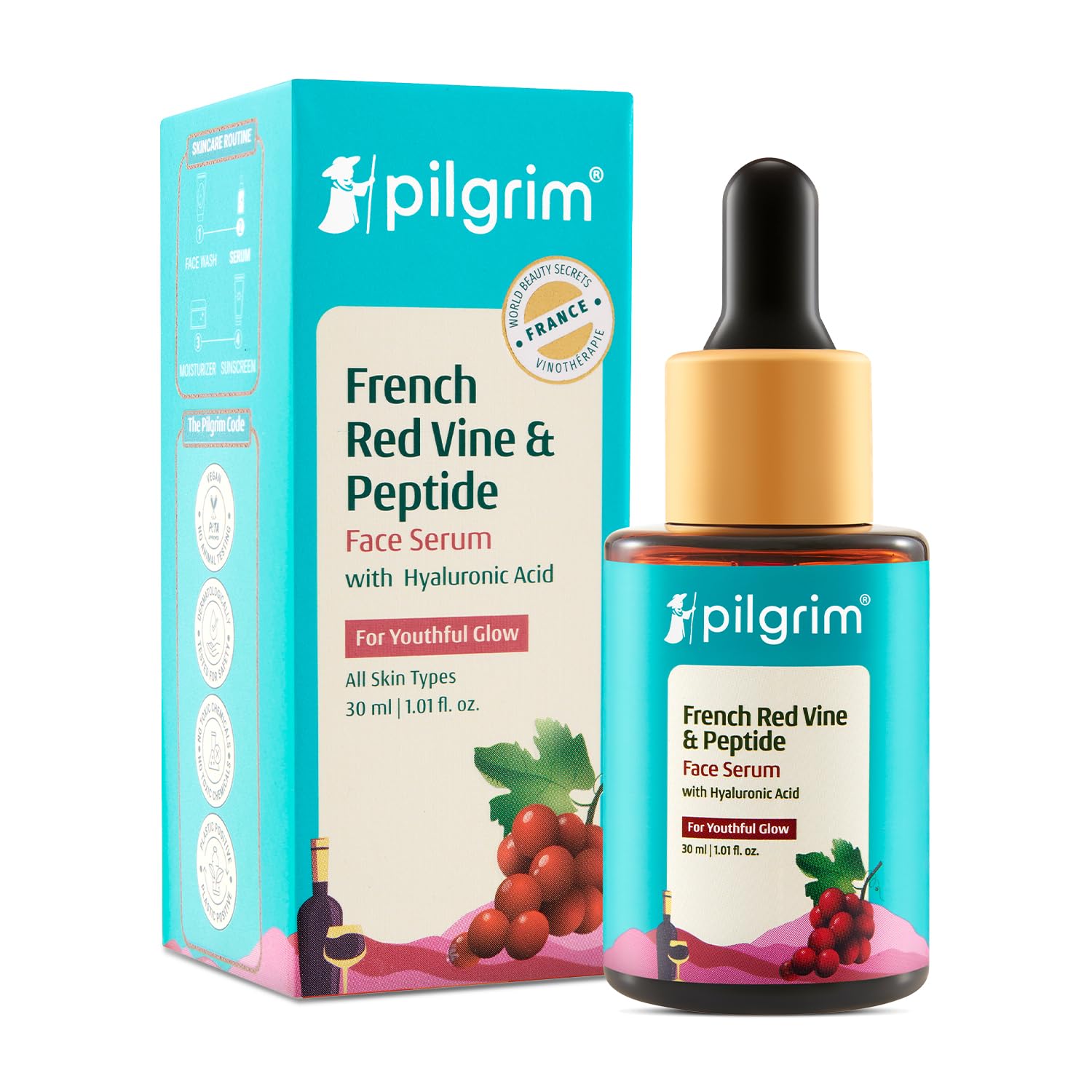 Pilgrim French Red Vine & Hyaluronic Acid Serum with Peptides